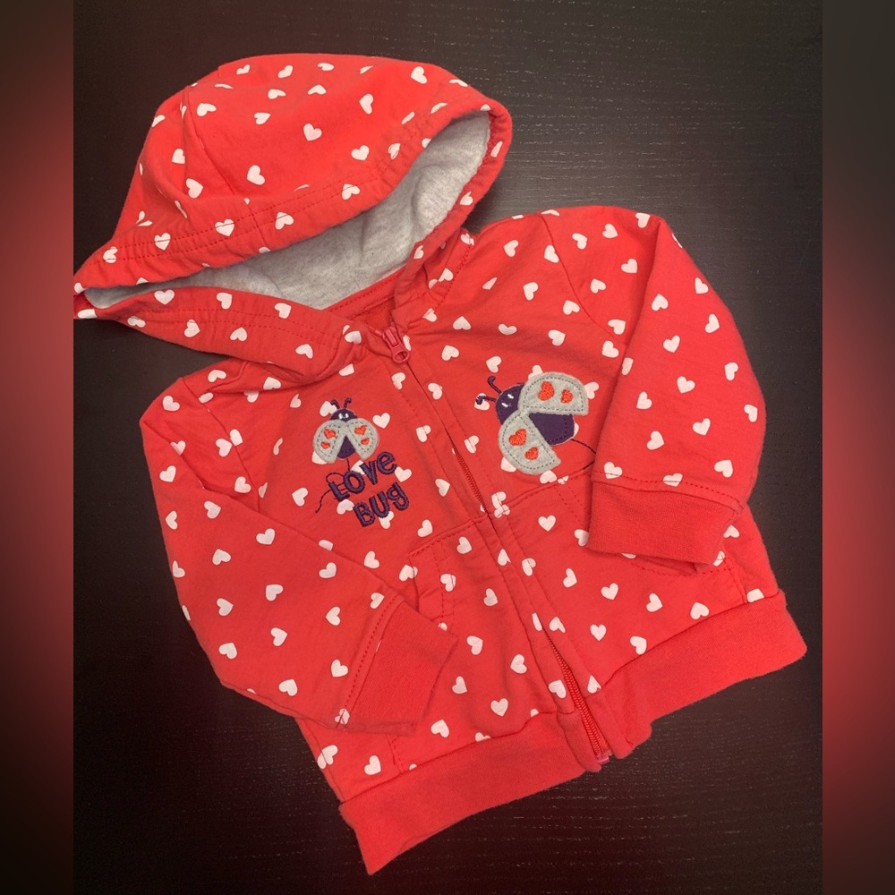 ⭐️2/$5.00⭐️ Lady Bug 3-6m Zip Up Polka Dot Hoodie